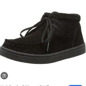 Hush Puppies Kids Black Suede leather lace up Booties Bridgeport 2 uniform